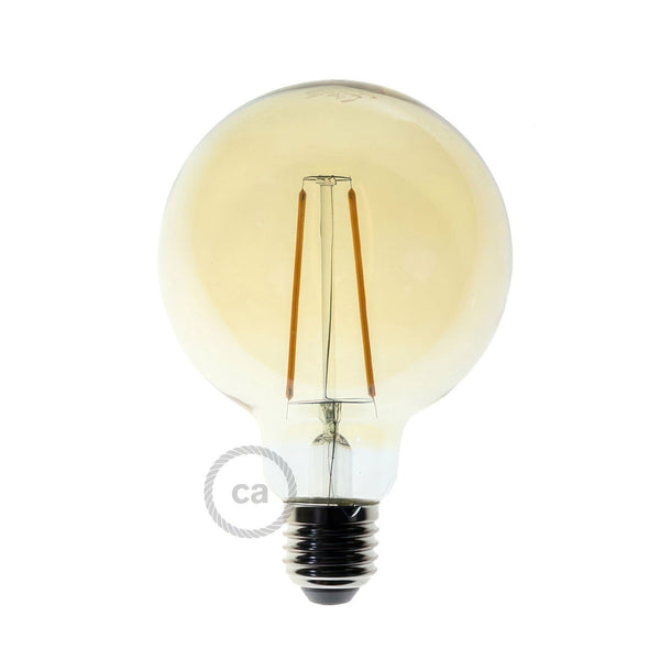 Bombillo dorado LED Globo G95 filamento Espiral de 4W decorativo vintage con luz cálida