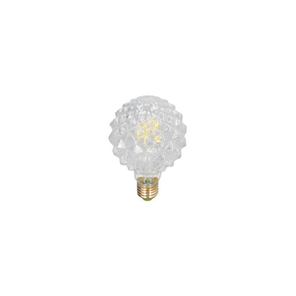 Bombillo LED facetado globo de 9.5 cm de diámetro. Traslucido. 6w dimerizable