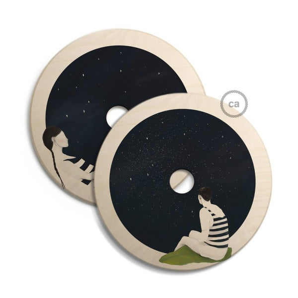 UFO - Disco de madera con ilustraciones de Chiara Fucà