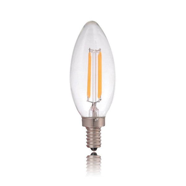 Bombillo clara LED Vela filamento recto de 4W para socket E12