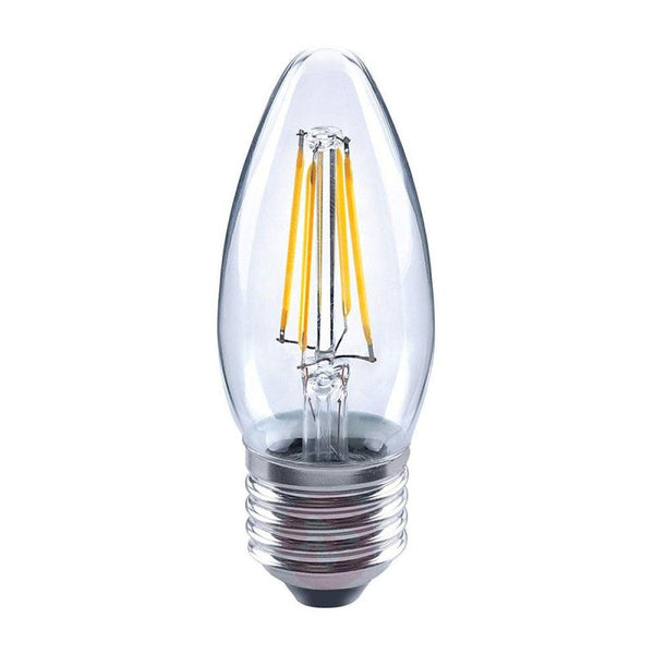 Bombillo clara LED Vela filamento recto de 4W con luz cálida