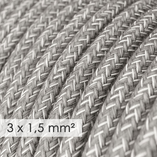 Cable redondo cal. 14 tejido en lino gris - RN02
