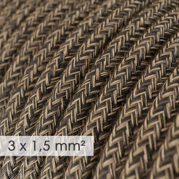 Cable redondo cal. 14 tejido en lino marrón - RN04