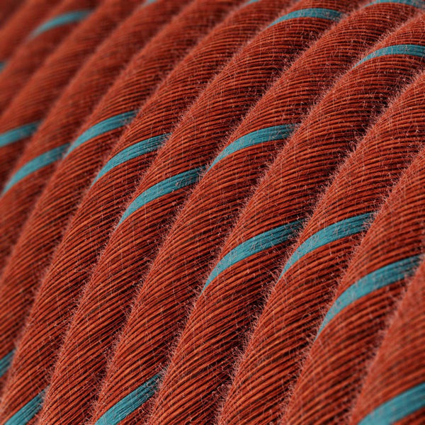 Cable redondo tejido en algodón ladrillo y azul claro - ERC36