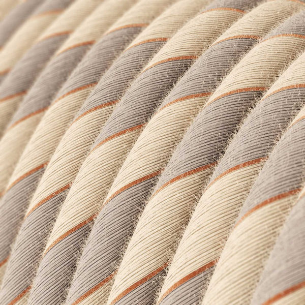 Cable redondo tejido en algodón y lino naturales con hilo de cobre - ERR05