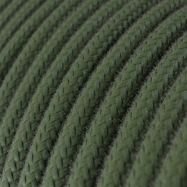 Cable redondo tejido en algodón verde gris con polo a tierra - RC63