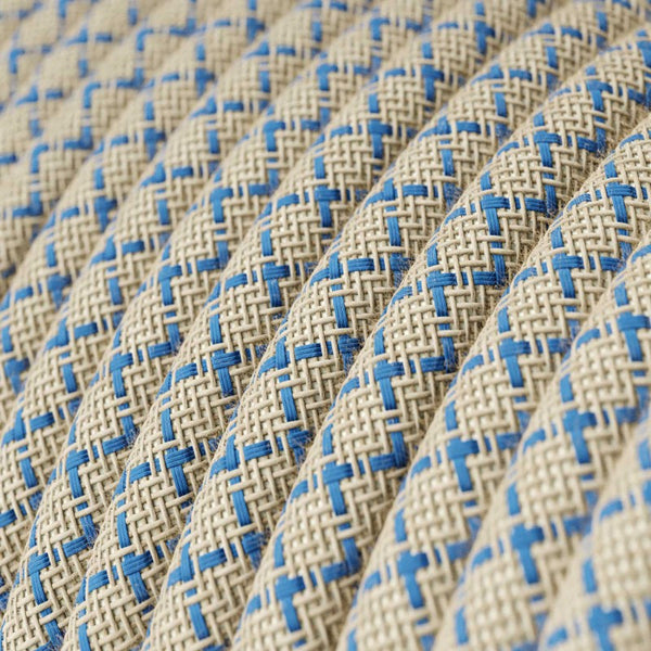Cable redondo tejido en algodón a rombos azul steward y lino natural - RD65