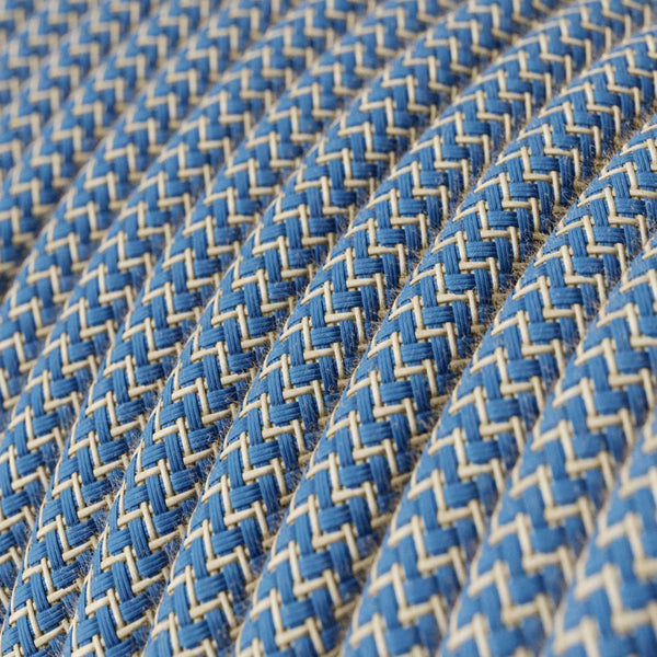 Cable redondo tejido en algodón ZigZag azul steward y lino natural - RD75