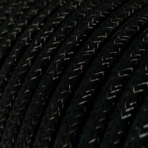 Cable redondo tejido en negro brillante - RL04