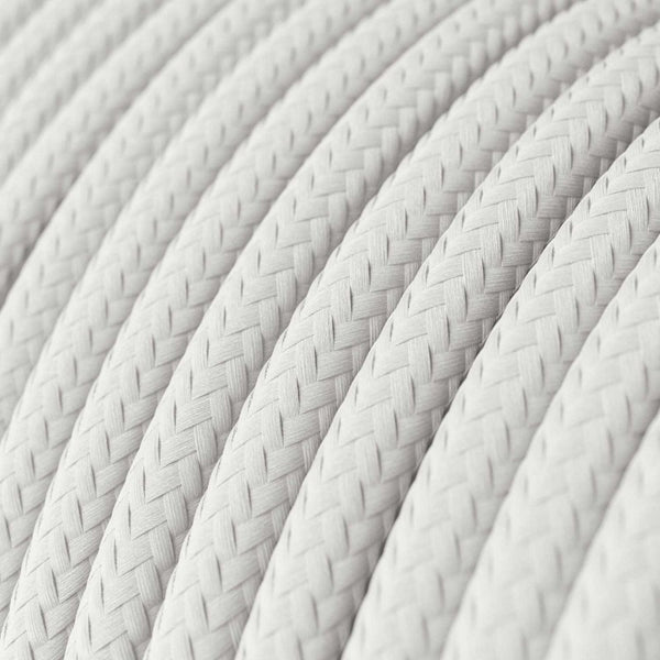 Cable redondo tejido en blanco con polo a tierra - RM01