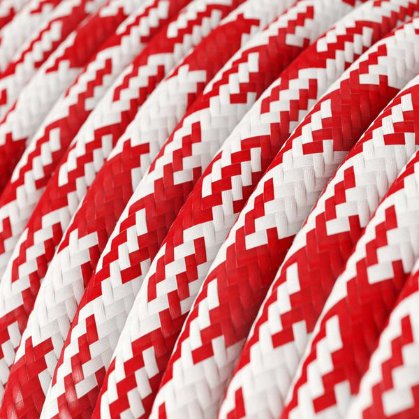 Cable redondo tejido en rojo y blanco - RP09