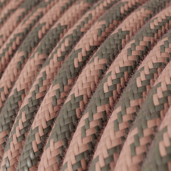 Cable redondo tejido en algodón rosa Viejo y gris - RP26