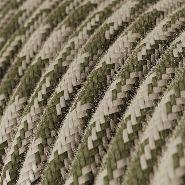 Cable redondo tejido en algodón verde tomillo y gris pardo - RP30