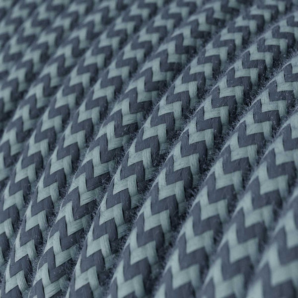 Cable redondo tejido en algodón ZigZag gris piedra y océano - RZ25