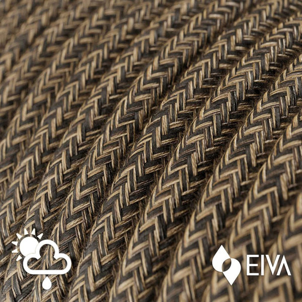 Cable redondo para exterior tejido en lino marrón - SN04