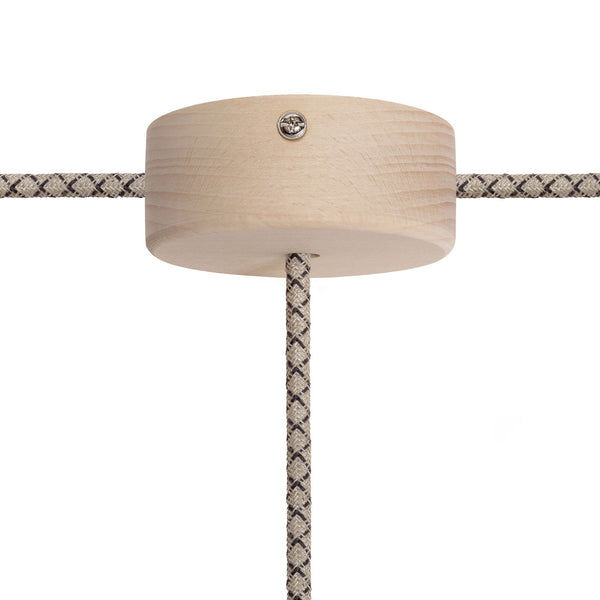 Escudo (plafon) de madera ø8cm con 4 perforaciones laterales