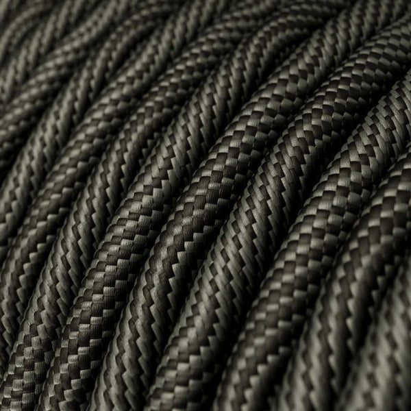 Cable redondo tejido en negro óptico y gris - ERM67