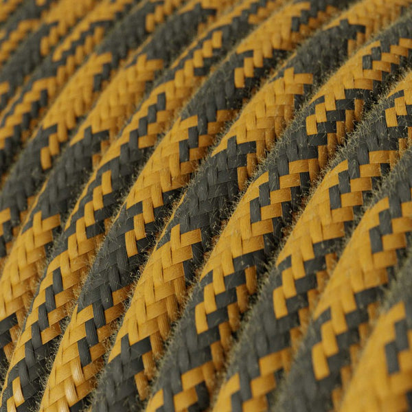 Cable redondo tejido en algodón miel dorado y antracita - RP27