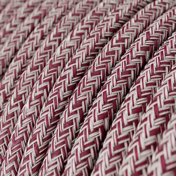 Cable redondo tejido en algodón rojo y lino natural - RS83